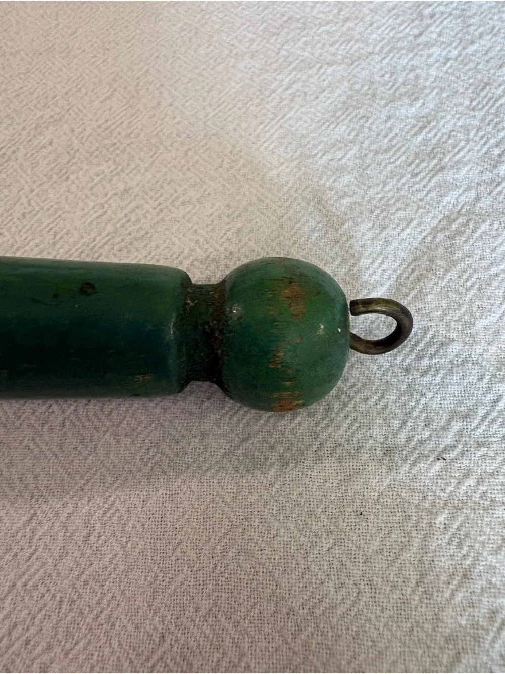 Vintage Wooden Meat Tenderizer Mallet with Green